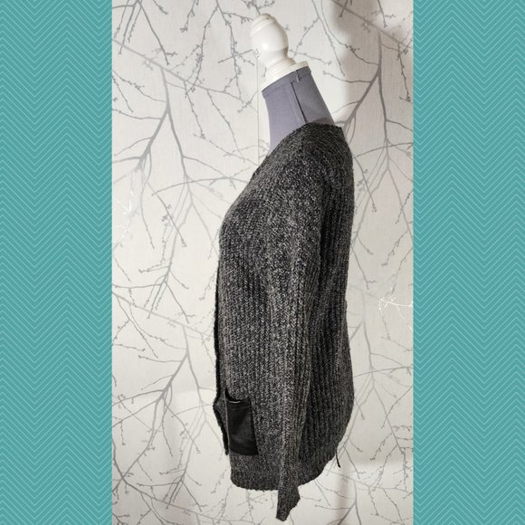 Romeo & Juliet Couture Ribbed Knit Cardigan w/ Faux Leather Details - Picture 3 of 4